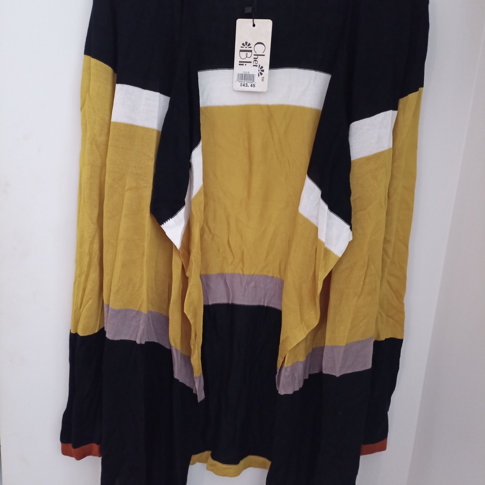 Cherie Bliss Colour Block Gold White Black Open Cardigan Women's One Size NWT